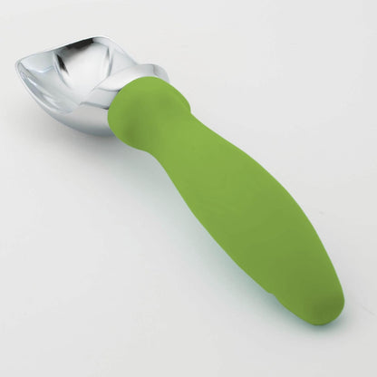 Green Heavy Duty Ice Cream Scoop with Non-Slip Handle - Professional Metal Ice Cream Scooper for Cookie Dough, Frozen Yogurt, Gelato, Sorbet, Melon - Dishwasher Safe Kitchen Tool