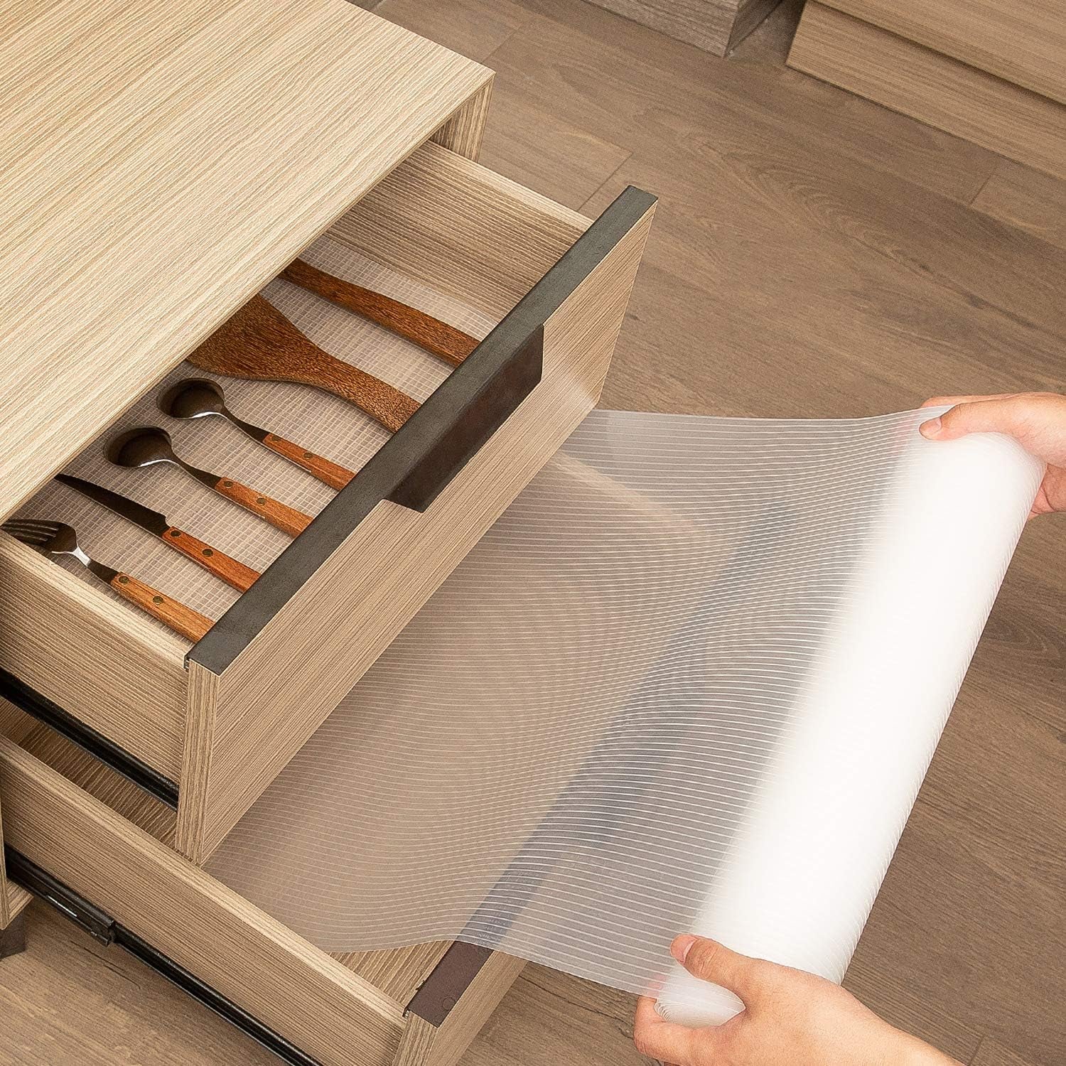 Shelf Liner Drawer Liner, 12IN X 10FT Non Slip Non Adhesive Cabinet Liner for Kitchen, Refrigerator, Drawer - Clear Ribbed