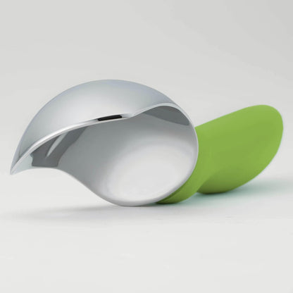 Green Heavy Duty Ice Cream Scoop with Non-Slip Handle - Professional Metal Ice Cream Scooper for Cookie Dough, Frozen Yogurt, Gelato, Sorbet, Melon - Dishwasher Safe Kitchen Tool