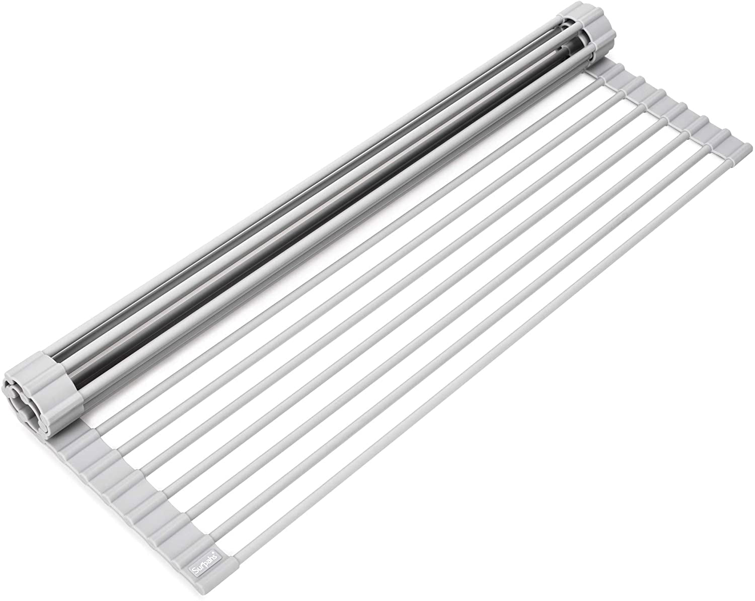 over the Sink Multipurpose Roll-Up Dish Drying Rack (Warm Gray, Large - 20.5" X 13.1")