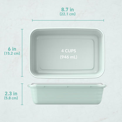 Prep - 20-Piece 1-Compartment Reusable Meal Prep Containers with Lids, PFAS & BPA Free Materials, Durable, Microwave, Freezer, & Dishwasher Safe to Go Food Storage (Mint)