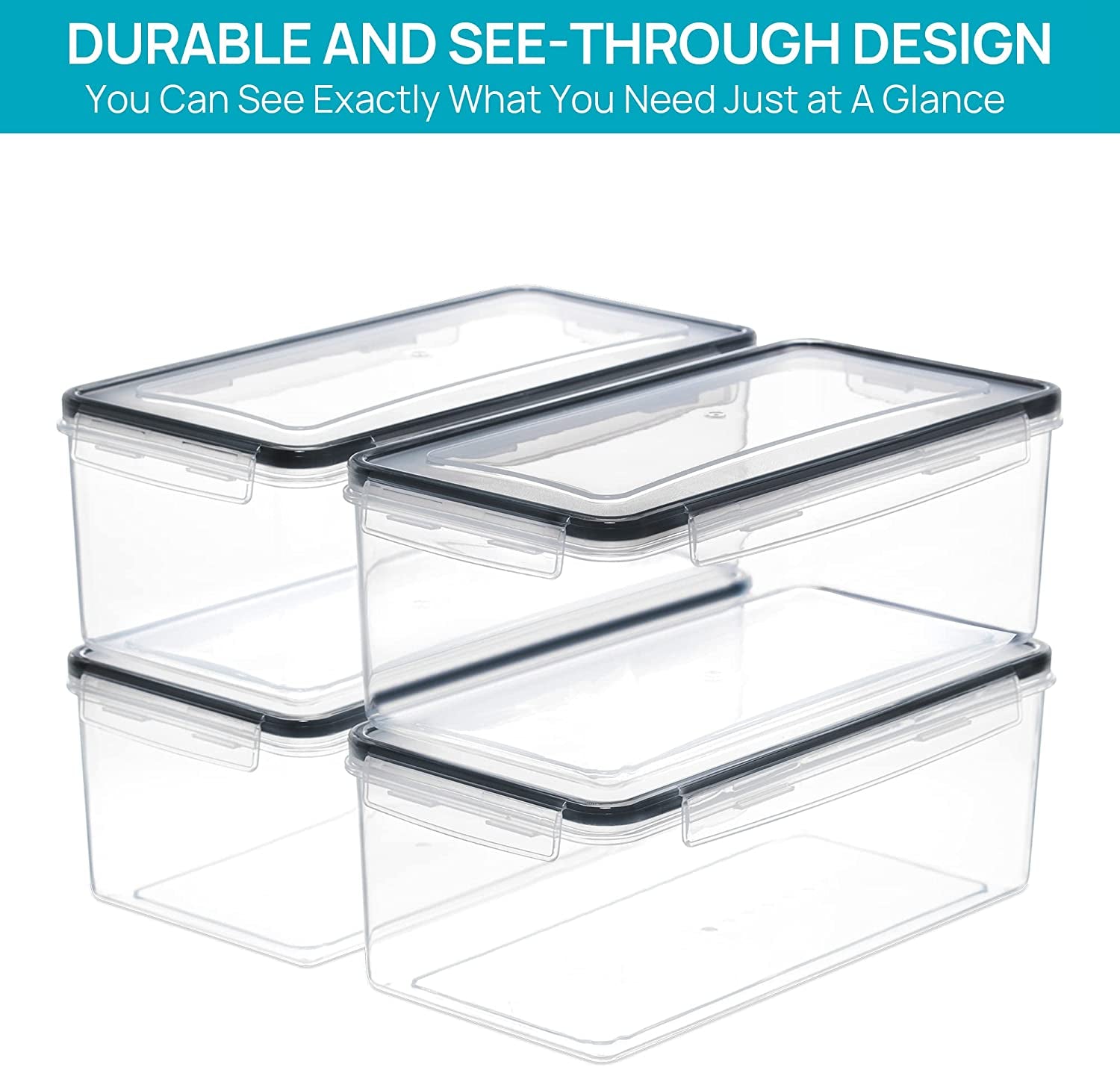 Airtight Food Storage Containers with Lids 8PCS Set 3.2L, Plastic Spaghetti Container for Pasta Organizer, BPA Free Air Tight House Kitchen Pantry Organization
