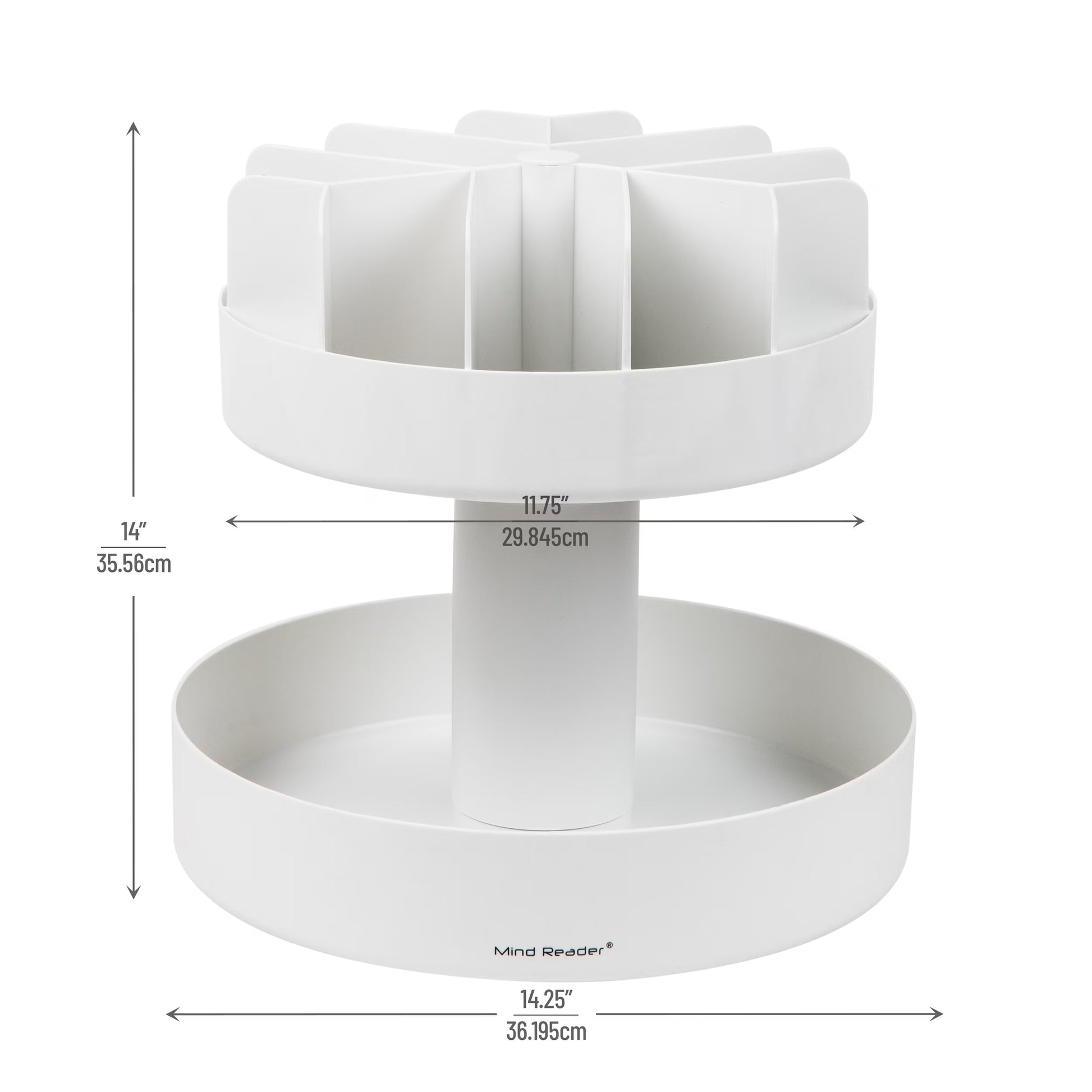 2 Tier Lazy Susan Granola Bar and Snack Organizer, Home, Office, Plastic, White