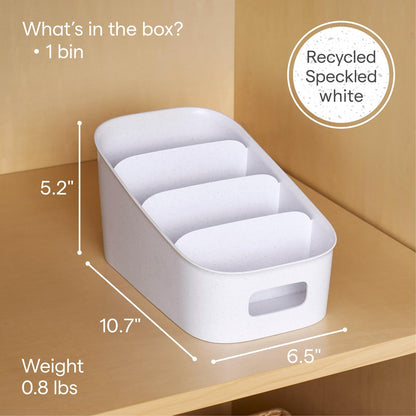 Shelfbin Packet Organizer, 4-Tier Stairstep Raised Divided Bin, Bpa-Free Storage Caddy for Kitchen Pantry and Cabinet Organization, Tea Bags, Medicine, and More