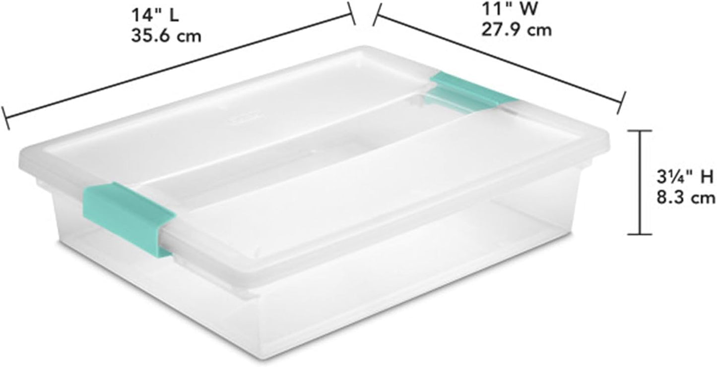 6-Pack Clip Box, Stackable Clear Plastic Bins with Latching Lids, Large - Writing, Arts or Crafts Supplies Storage Containers for Home, Office, Classroom and Workshop Organization