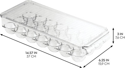 Clear Plastic Egg Holder for Fridge with Lid - 21 Egg Storage Container Organizer Bin