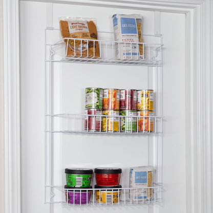 6-Tier Adjustable over the Door Pantry Organizer - Powder-Coated Steel Hanging Pantry Shelves and Rack for Kitchen Organization (White)