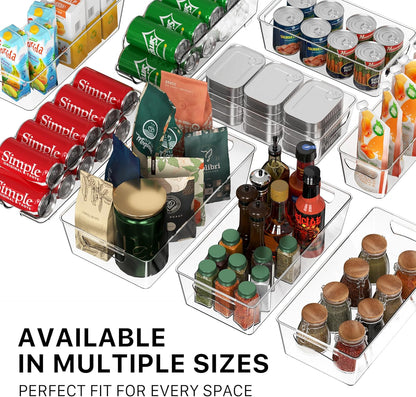 4 Pcs Kitchen Clear Bin Storage Organizer, 15" X 8" X 3.75"