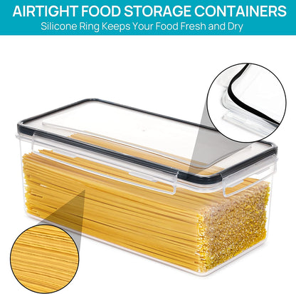Airtight Food Storage Containers with Lids 8PCS Set 3.2L, Plastic Spaghetti Container for Pasta Organizer, BPA Free Air Tight House Kitchen Pantry Organization