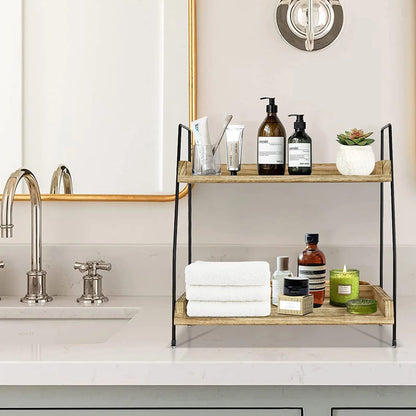 Coffee Bar Accessories and Organizer Countertop, 2-Tier Kitchen Racks and Shelves, Brown