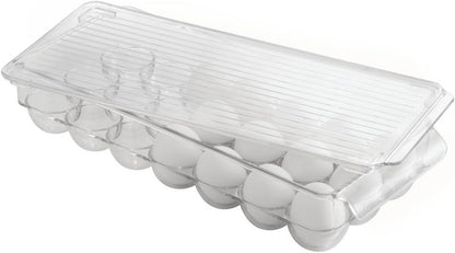 Clear Plastic Egg Holder for Fridge with Lid - 21 Egg Storage Container Organizer Bin