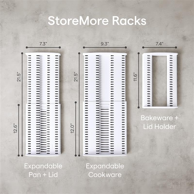 Storemore Adjustable Bakeware Rack with Steel Wires, Cookie Sheet Baking Pan and Tray Organizer for Kitchen Cabinet and Pantry Storage, Premium Edition