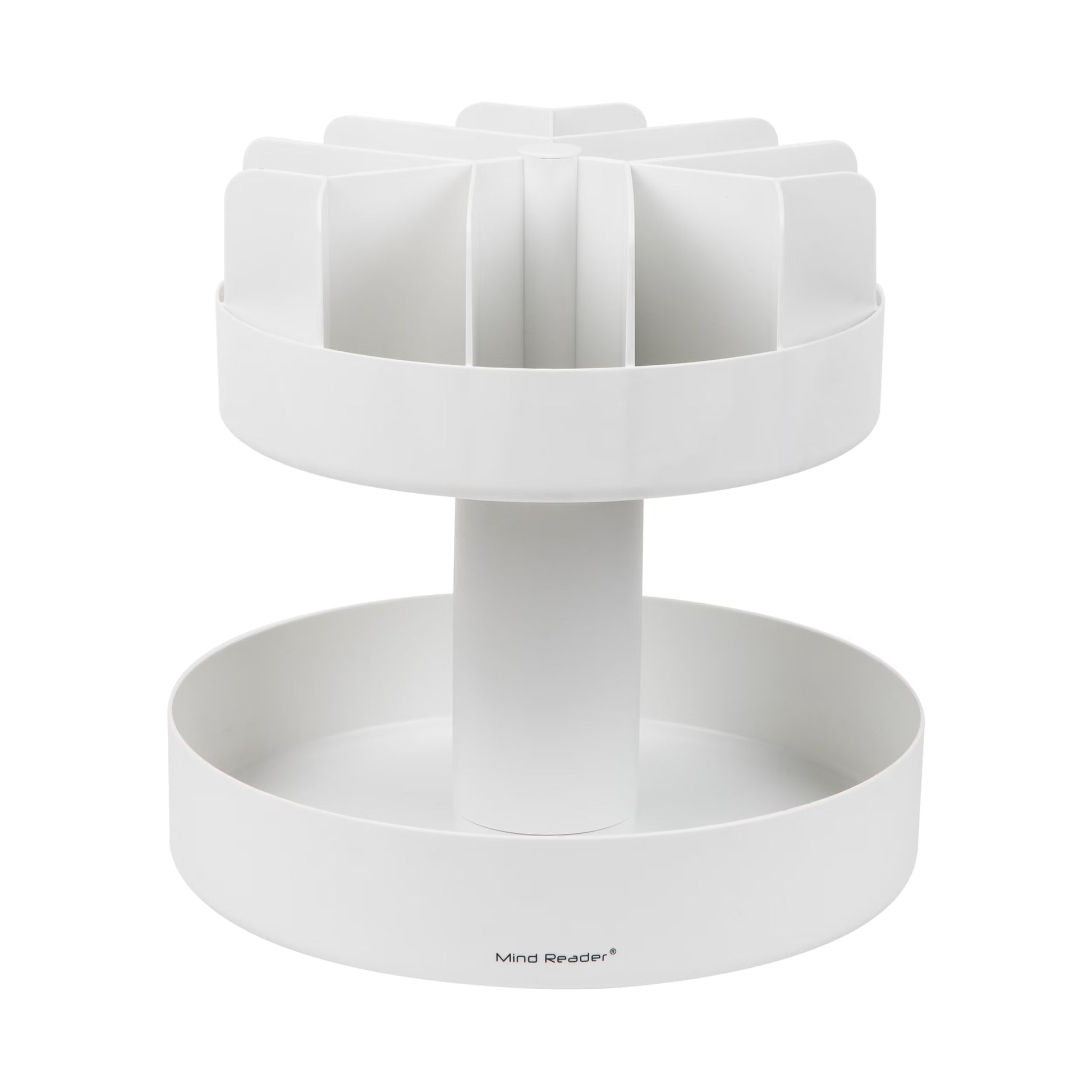 2 Tier Lazy Susan Granola Bar and Snack Organizer, Home, Office, Plastic, White