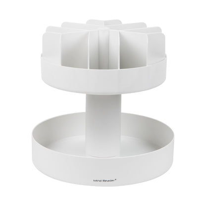 2 Tier Lazy Susan Granola Bar and Snack Organizer, Home, Office, Plastic, White